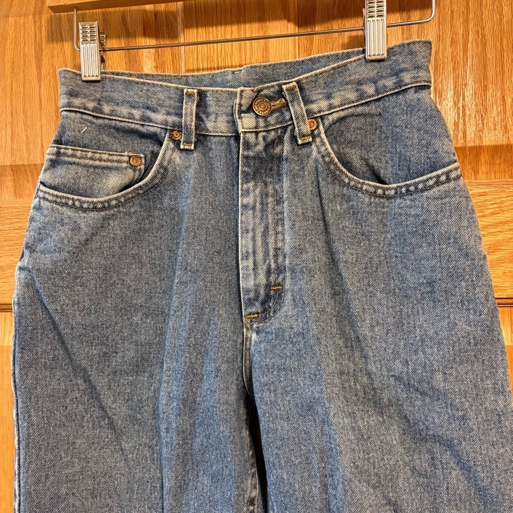 Vintage Lee Jeans Women's 26X29 7 Med Blue Tab Denim Union Stamp Made USA 1980s - Picture 4 of 11